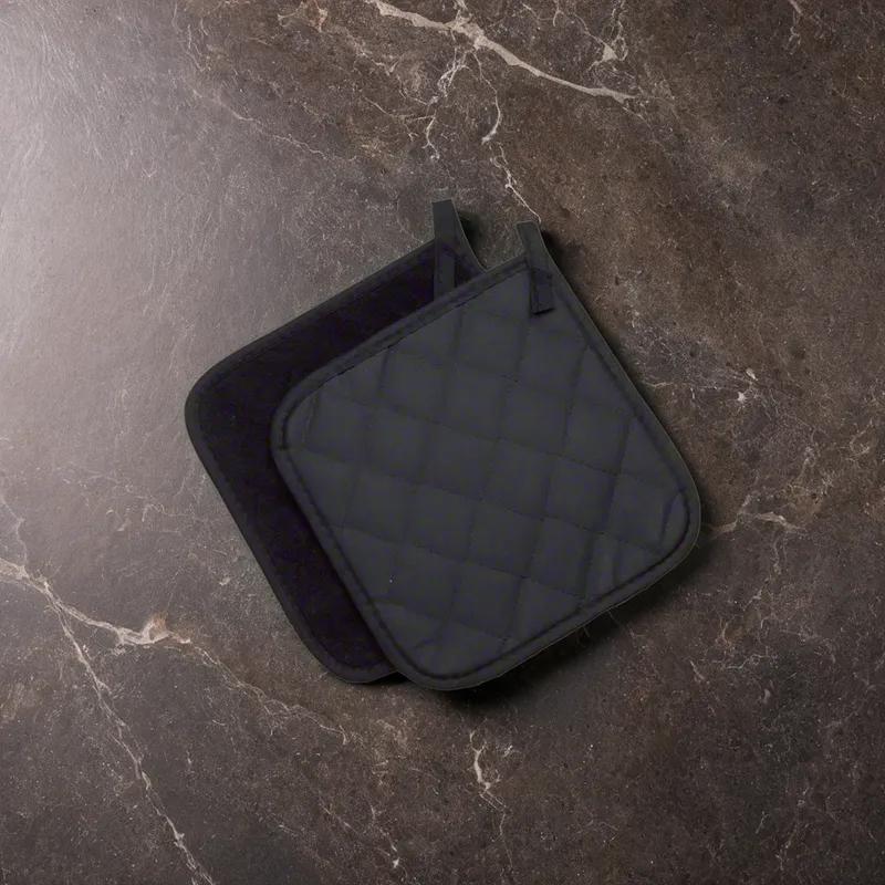 Pot Holder 8X8 IN PyroTex® Terry Cloth Black Square 1/Pair