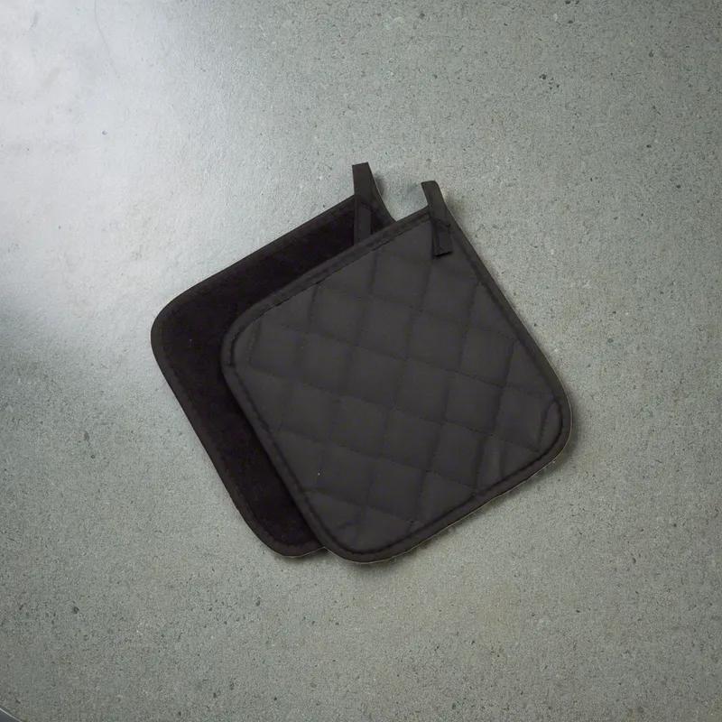 Pot Holder 8X8 IN PyroTex® Terry Cloth Black Square 1/Pair