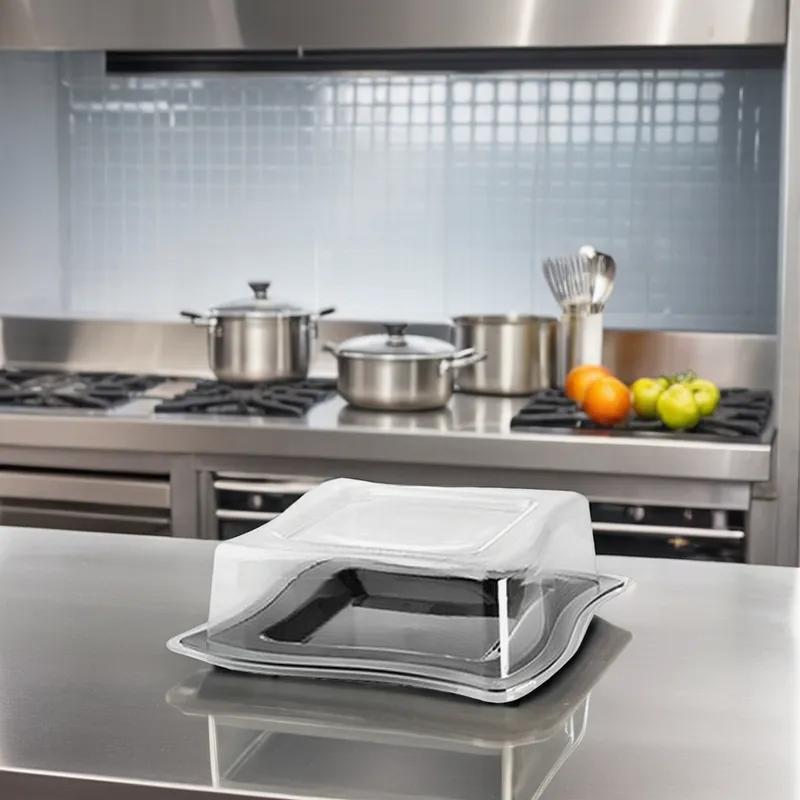 Lid Dome 8 IN PET Clear Square For Plate 120/Case