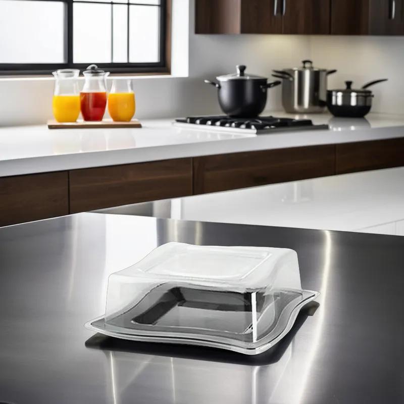 Lid Dome 8 IN PET Clear Square For Plate 120/Case
