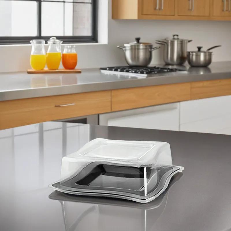 Lid Dome 8 IN PET Clear Square For Plate 120/Case
