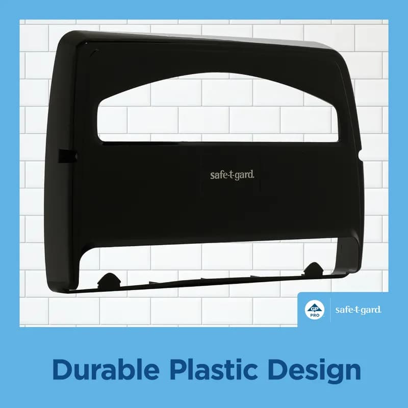 Safe-T-Gard® Toilet Paper & Seat Cover Dispenser 11.75X2.5 IN Black 1/2 Fold 1/Each