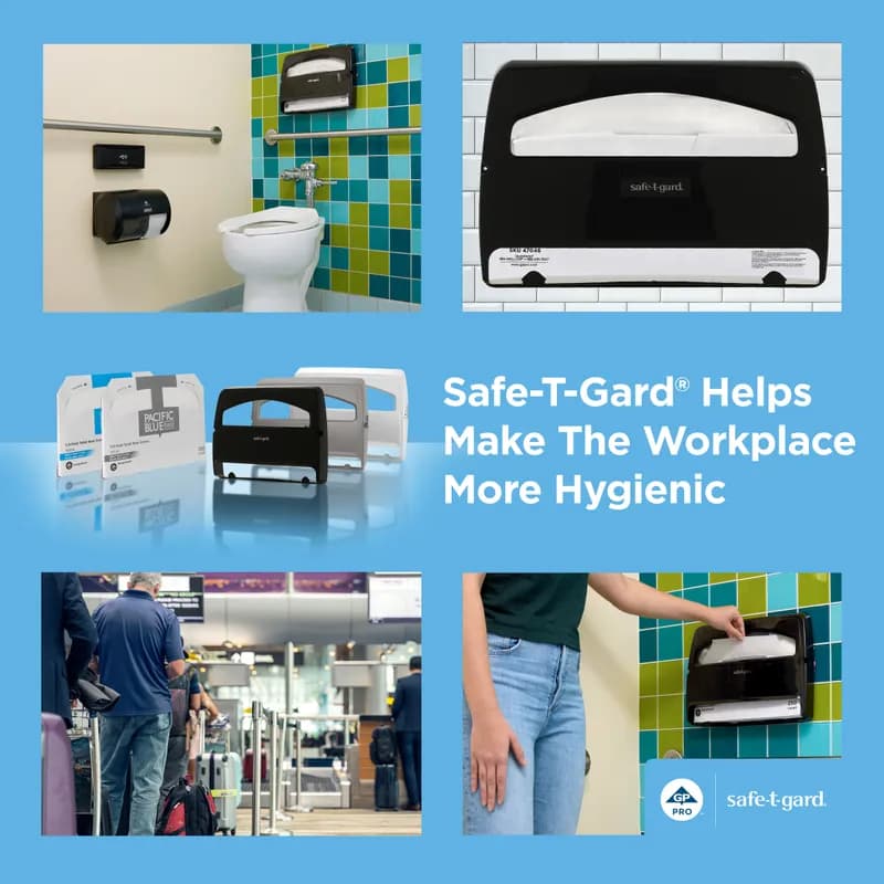 Safe-T-Gard® Toilet Paper & Seat Cover Dispenser 11.75X2.5 IN Black 1/2 Fold 1/Each