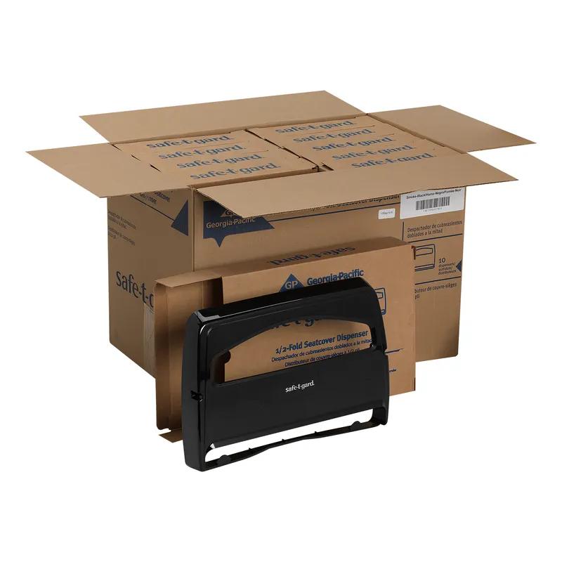 Safe-T-Gard® Toilet Paper & Seat Cover Dispenser 11.75X2.5 IN Black 1/2 Fold 1/Each