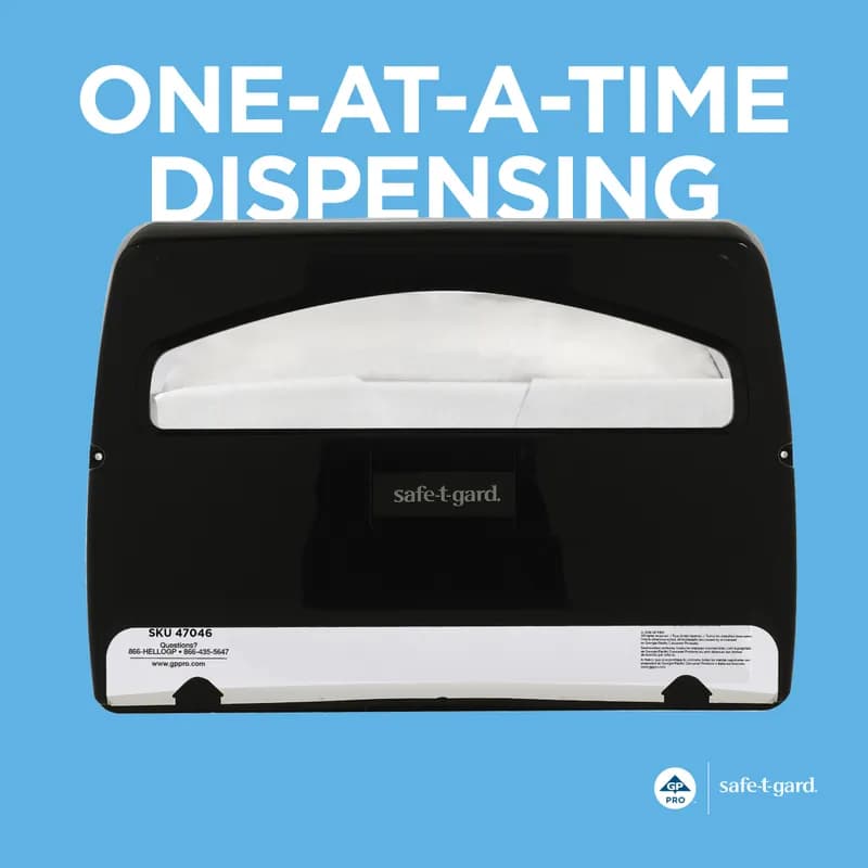 Safe-T-Gard® Toilet Paper & Seat Cover Dispenser 11.75X2.5 IN Black 1/2 Fold 1/Each