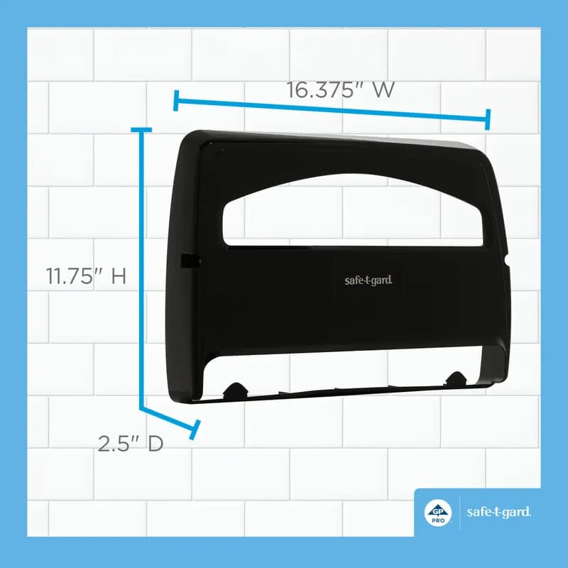 Safe-T-Gard® Toilet Paper & Seat Cover Dispenser 11.75X2.5 IN Black 1/2 Fold 1/Each