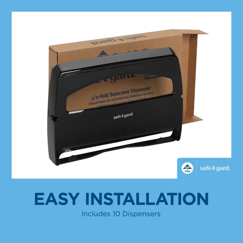 Safe-T-Gard® Toilet Paper & Seat Cover Dispenser 11.75X2.5 IN Black 1/2 Fold 1/Each