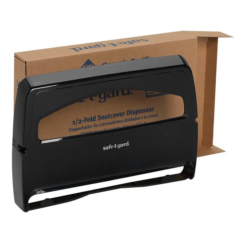 Safe-T-Gard® Toilet Paper & Seat Cover Dispenser 11.75X2.5 IN Black 1/2 Fold 1/Each