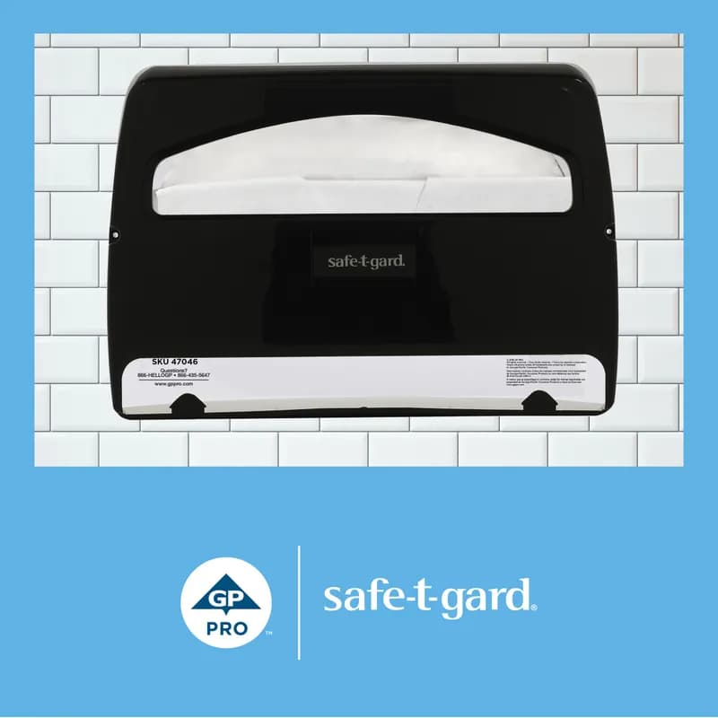 Safe-T-Gard® Toilet Paper & Seat Cover Dispenser 11.75X2.5 IN Black 1/2 Fold 1/Each