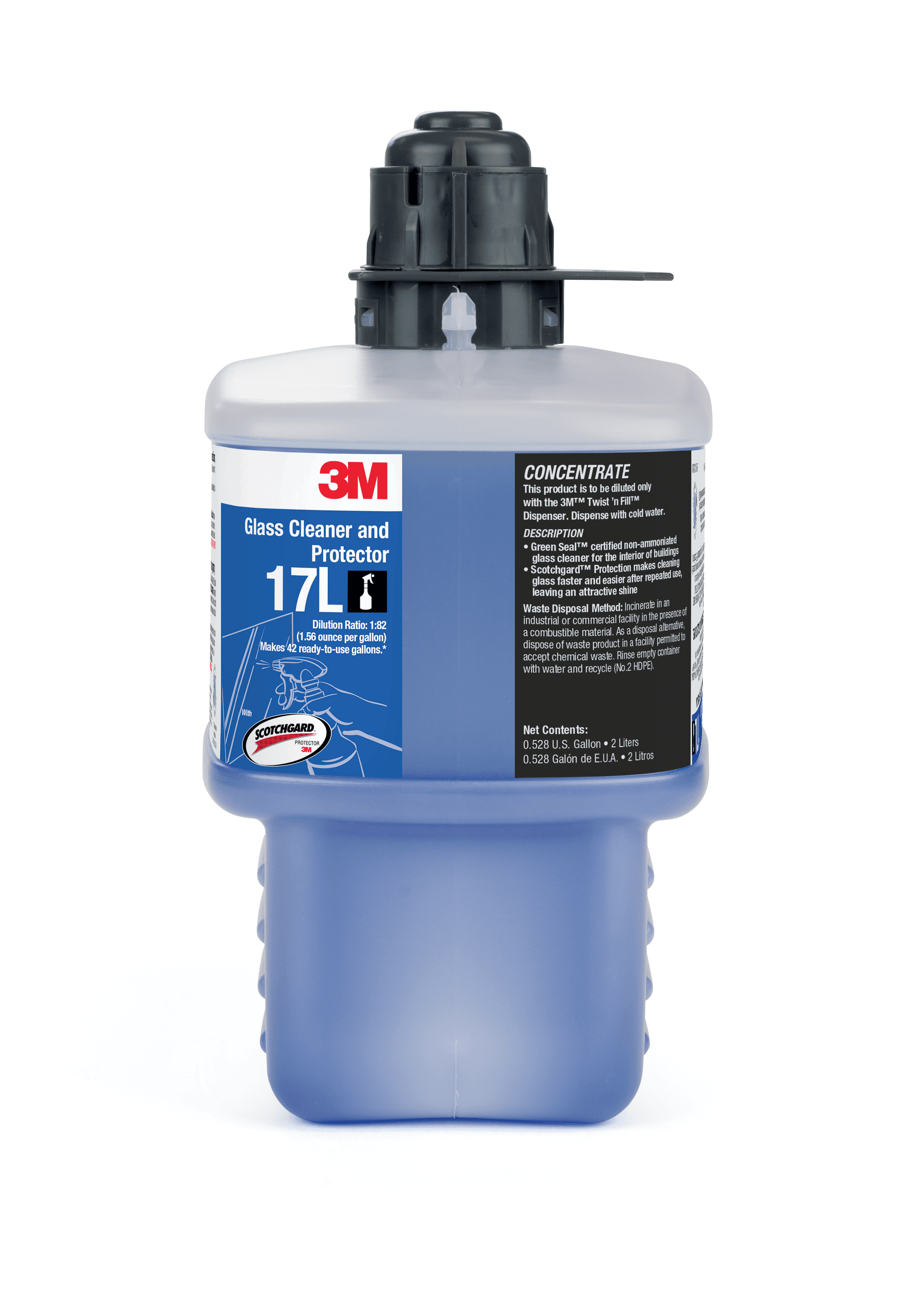 3M™ Twist 'n Fill™ 17L Glass Cleaner 2 L No Rinse 6/Case