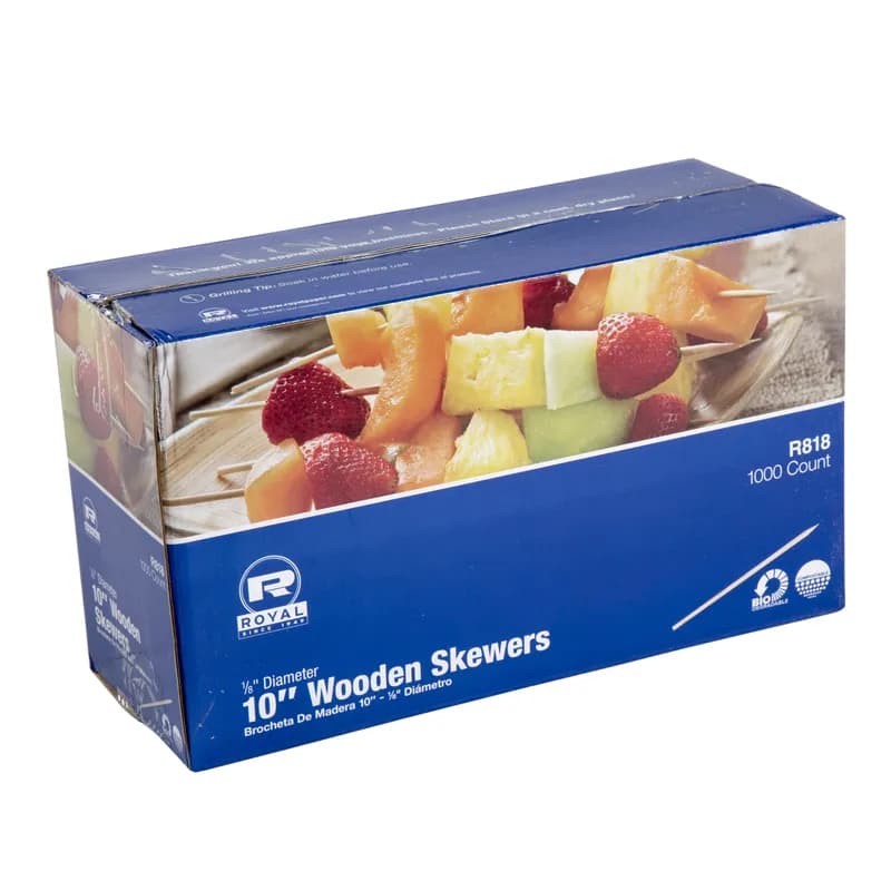 Shishkabob Skewer 10 IN Wood 1000 Count/Pack 3 Packs/Case 3000 Count/Case