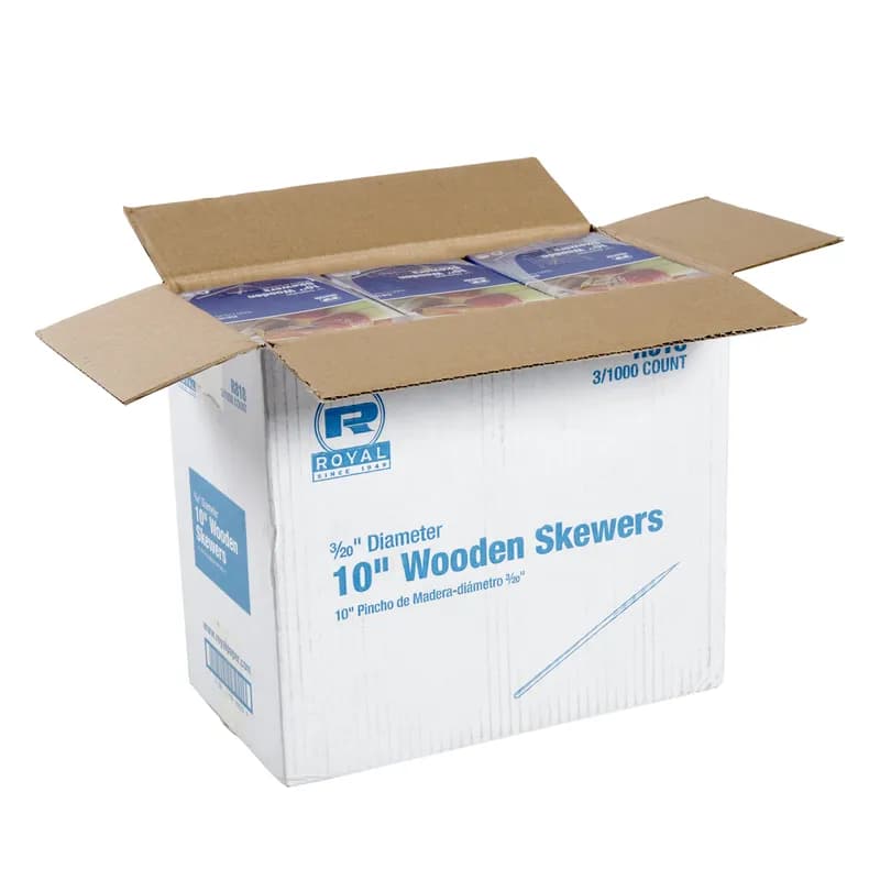 Shishkabob Skewer 10 IN Wood 1000 Count/Pack 3 Packs/Case 3000 Count/Case