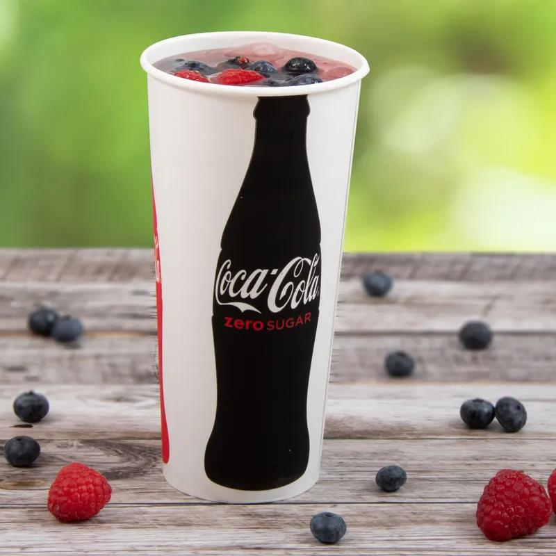 Solo® Cold Cup 24 FLOZ Double Sided Poly Paper (DSP) White Red Coca-Cola® 50 Count/Pack 20 Packs/Case 1000 Count/Case