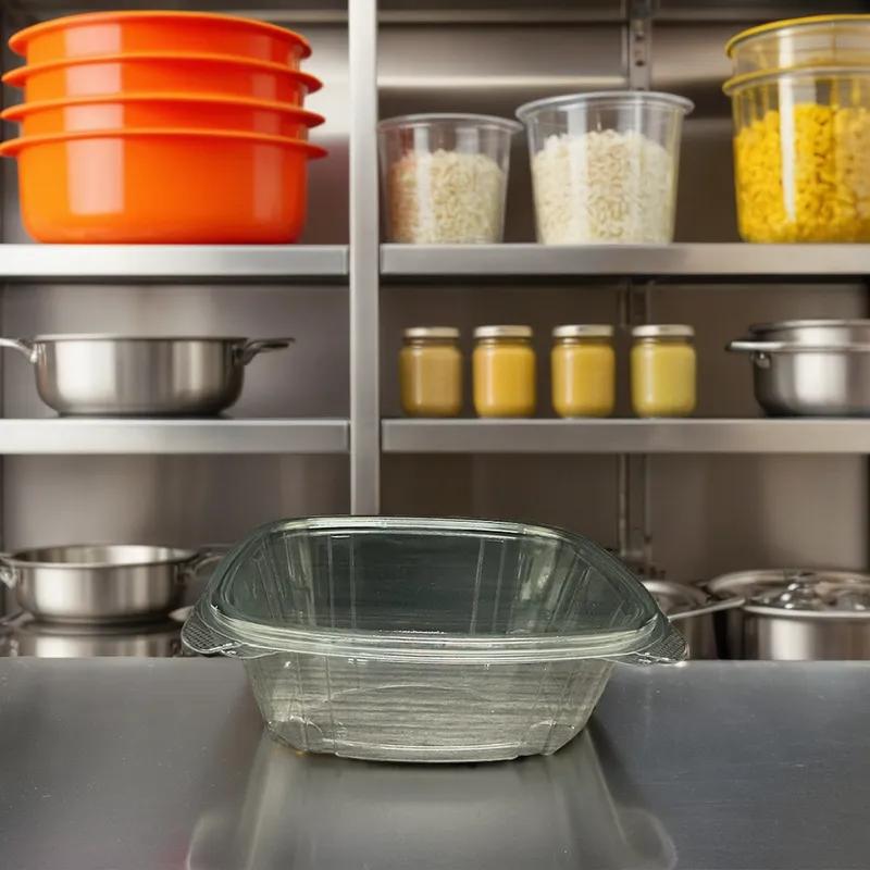 Deli Container Hinged With Flat Lid 32 OZ RPET Clear 200/Case