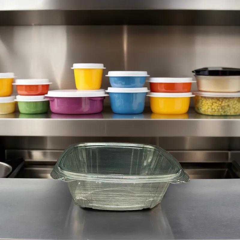 Deli Container Hinged With Flat Lid 32 OZ RPET Clear 200/Case