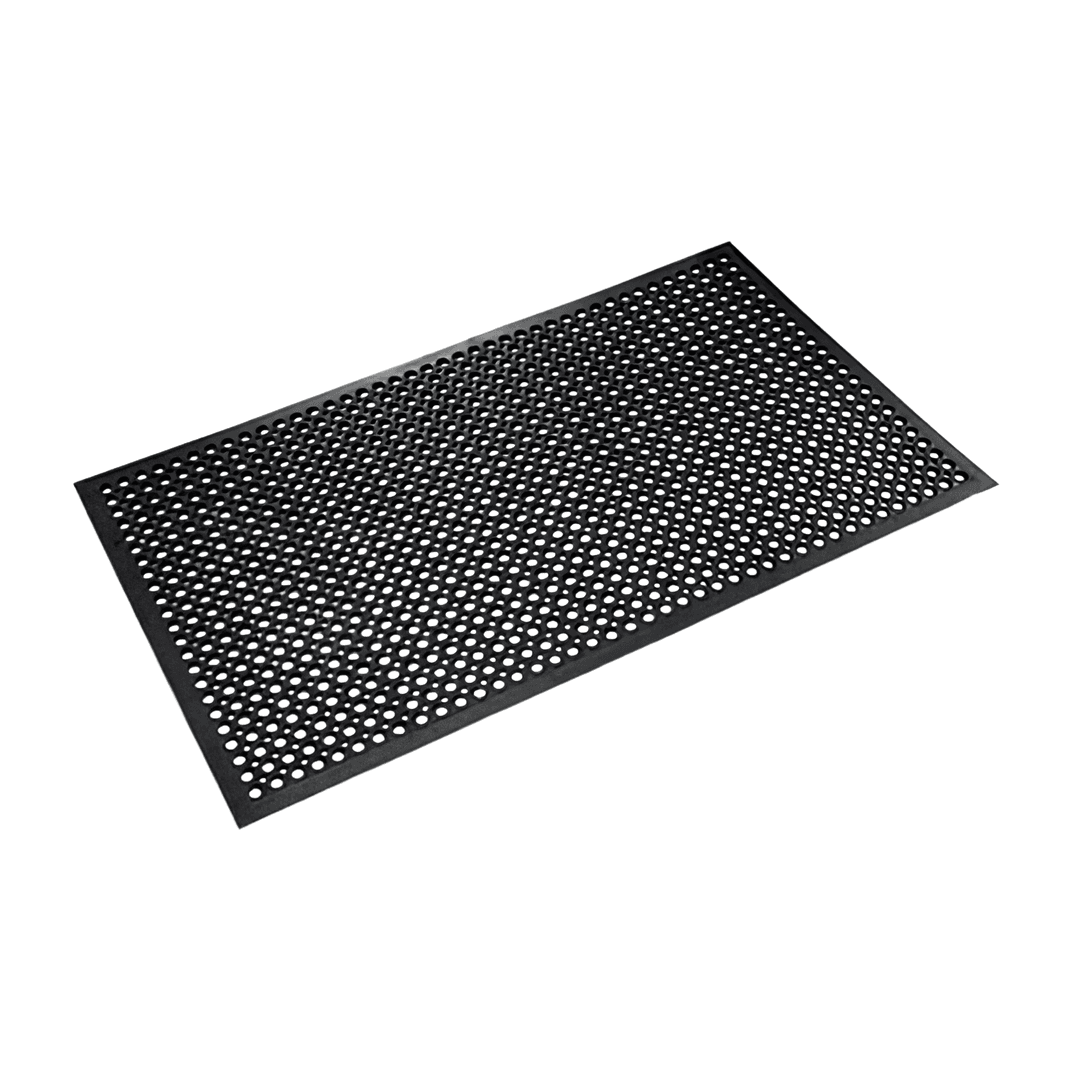 Drainage Mat 60X36 IN Black Rubber With Vinyl Foam Backing 1/Each