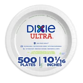 Dixie® Ultra Plate 10.25 IN Paper White Round 125 Count/Pack 4 Packs/Case 500 Count/Case
