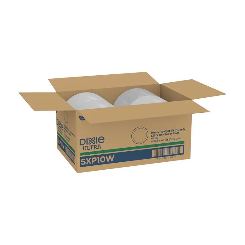 Dixie® Ultra Plate 10.25 IN Paper White Round 125 Count/Pack 4 Packs/Case 500 Count/Case