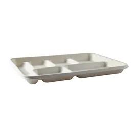 Cafeteria & School Lunch Tray 6 Compartment Molded Fiber White 125 Count/Pack 2 Packs/Case 250 Count/Case