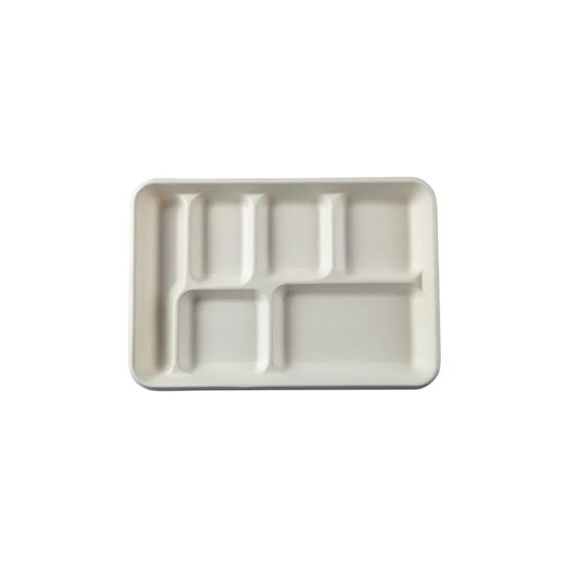 Cafeteria & School Lunch Tray 6 Compartment Molded Fiber White 125 Count/Pack 2 Packs/Case 250 Count/Case