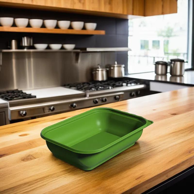 Thermosource Tooling Salad Deli Container Base 10X7X2.5 IN PP Green 400/Case