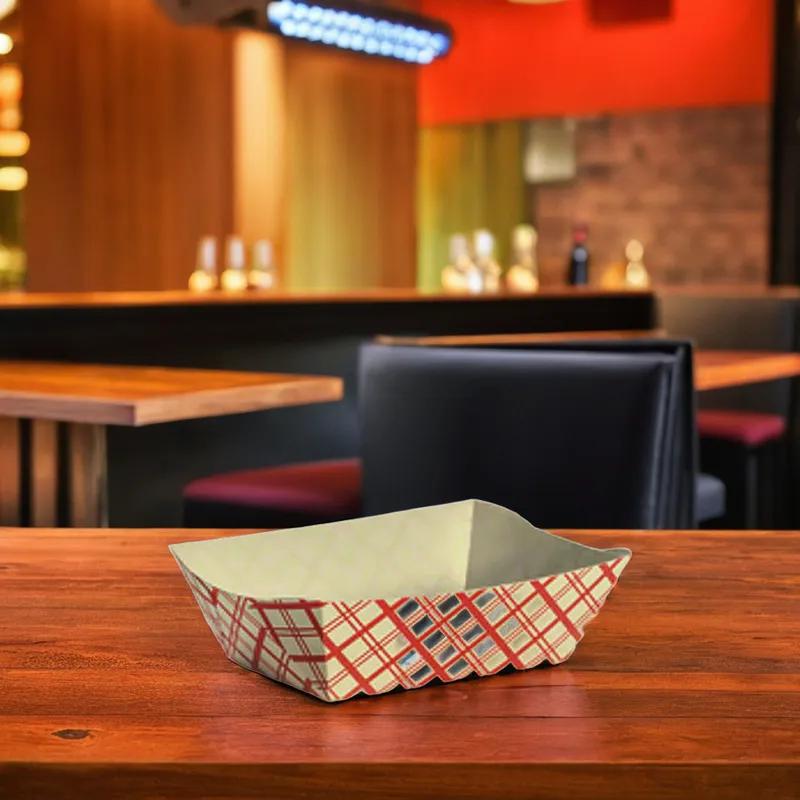Food Tray 6 OZ Red Plaid 250/Case