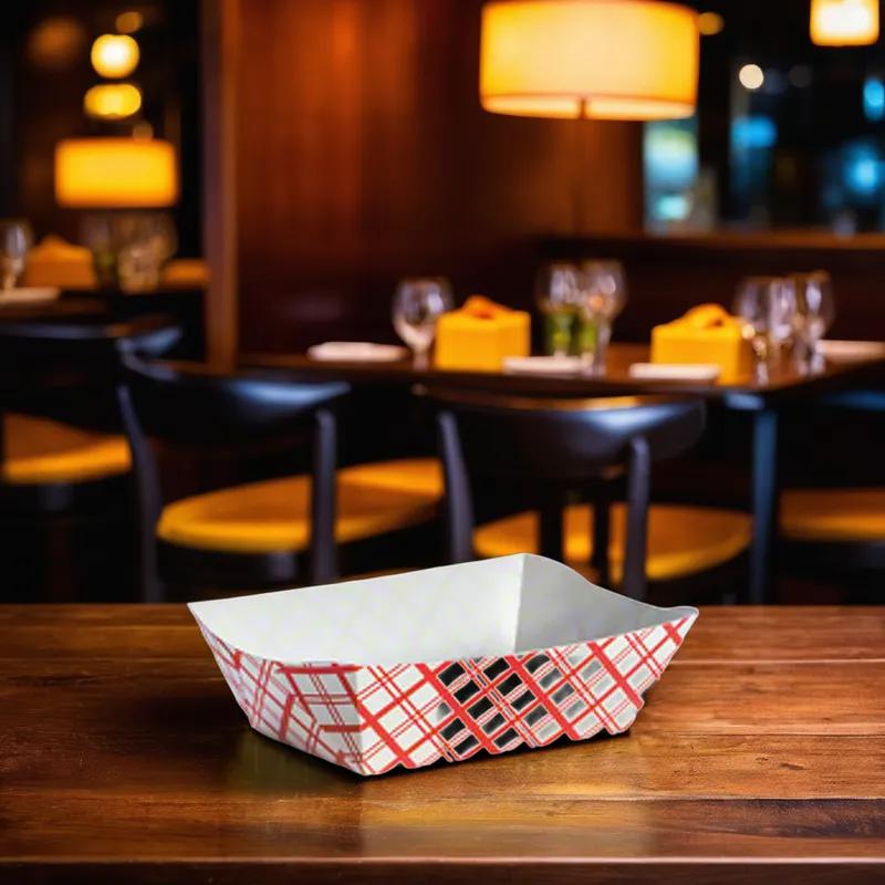 Food Tray 6 OZ Red Plaid 250/Case