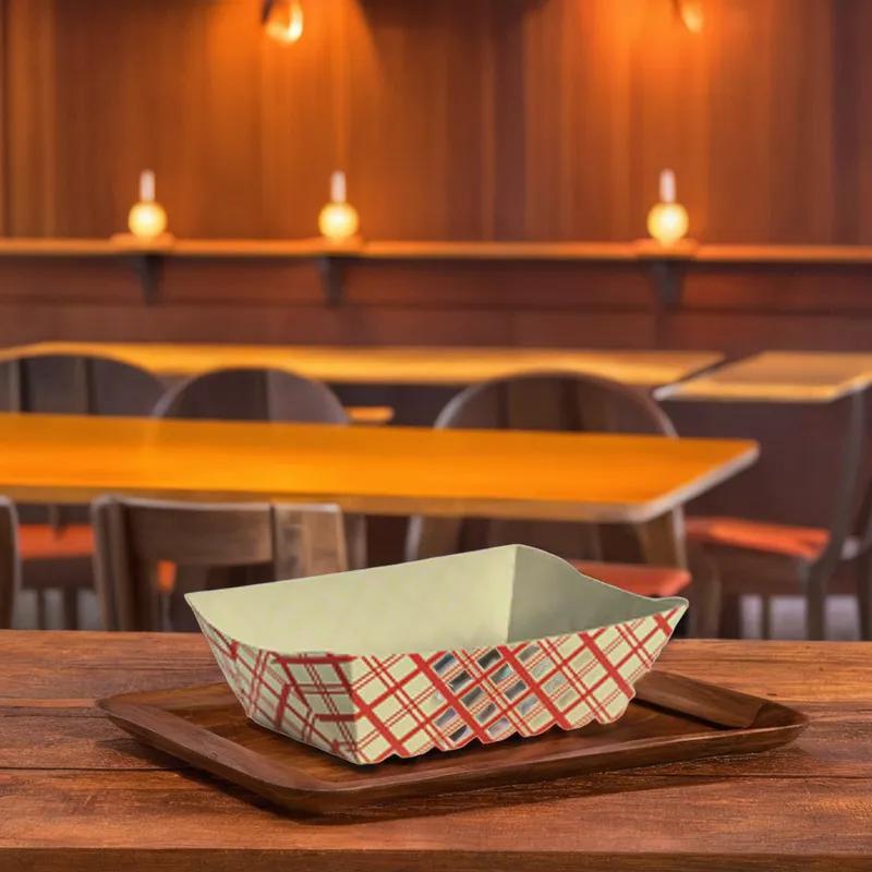 Food Tray 6 OZ Red Plaid 250/Case