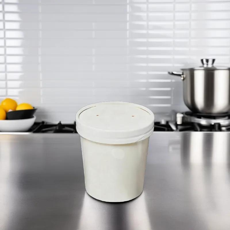 Victoria Bay Food Container Base & Lid Combo 16 OZ Paperboard White Tall Vented 250/Case