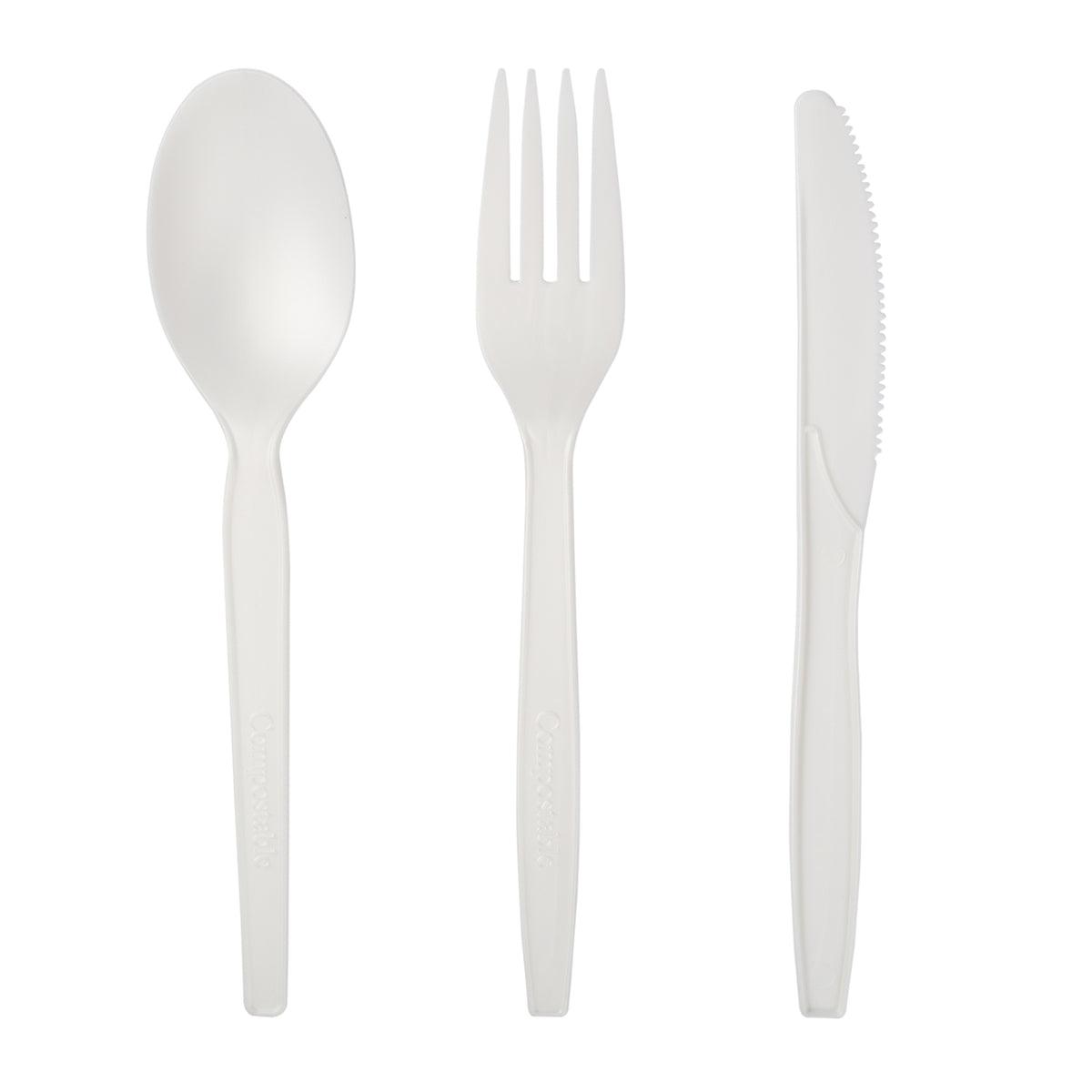 3PC Cutlery Kit CPLA Natural With Fork,Knife,Spoon 250 Count/Pack 1 Packs/Case 250 Count/Case