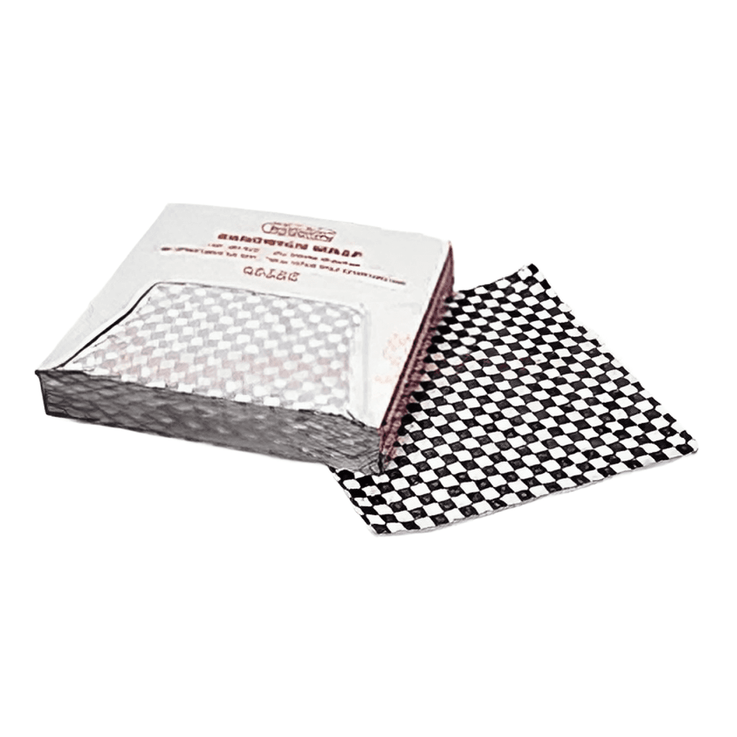 Basket Liner Sandwich Wrap Sheet 12X12 IN Dry Wax Paper Black White Check Grease Resistant 5000/Case