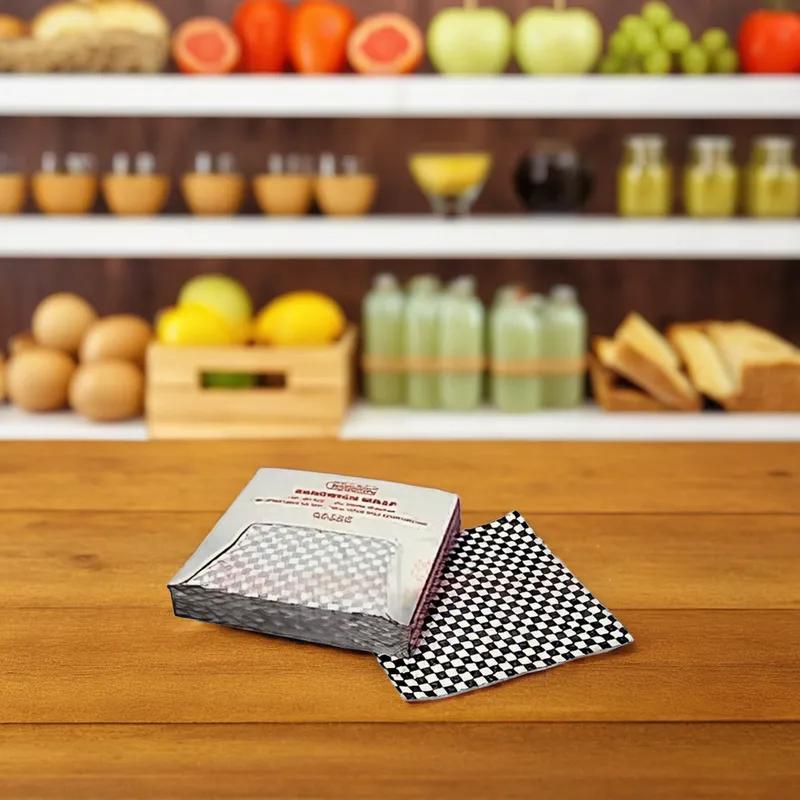 Basket Liner Sandwich Wrap Sheet 12X12 IN Dry Wax Paper Black White Check Grease Resistant 5000/Case