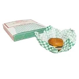 Sandwich Wrap Basket Liner Sheet 12X12 IN Dry Wax Paper Green White Check Grease Resistant 1000 Sheets/Pack 5 Packs/Case