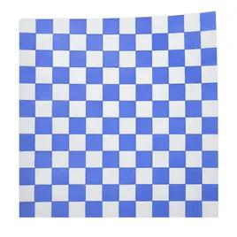 Sandwich Wrap Basket Liner Sheet 12X12 IN Dry Wax Paper Blue White Check Grease Resistant 1000 Sheets/Pack 5 Packs/Case