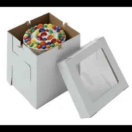 Bakery Box 12X12X12 IN White Square Fluted With Window 25/Case