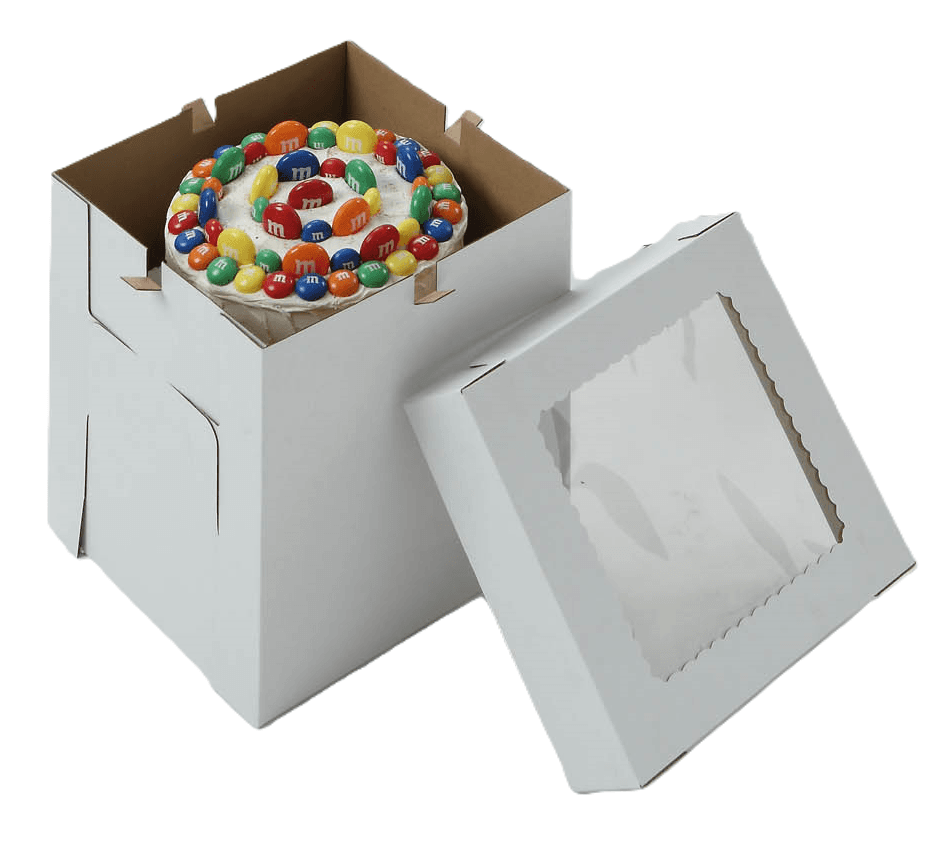 Bakery Box 12X12X12 IN White Square Fluted With Window 25/Case