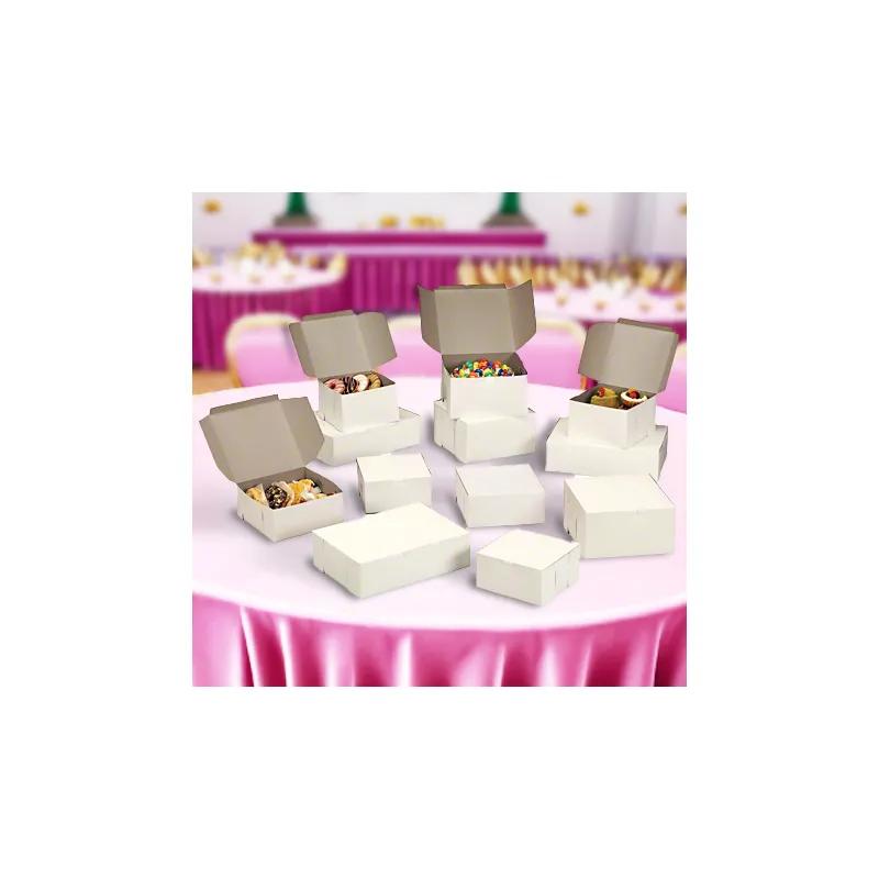 Bakery Box 1/4 Size 14X10X4 IN White Rectangle Lock Corner 100/Case