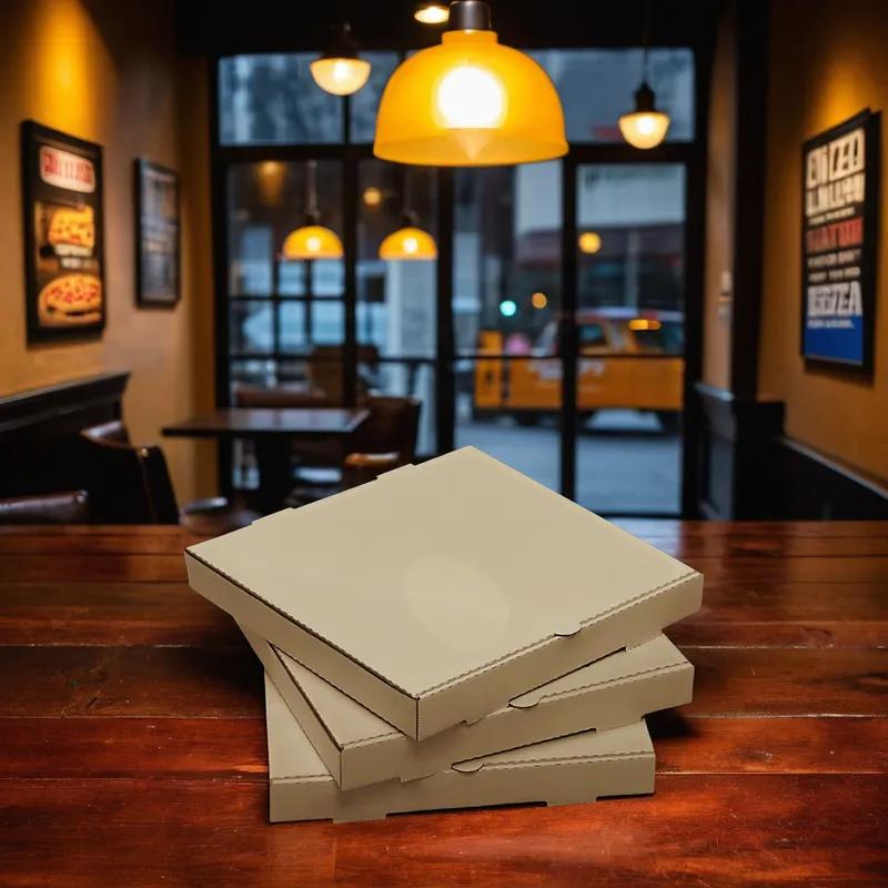 Pizza Box 10X10X1.63 IN Corrugated Cardboard Kraft/Kraft Plain B-Flute 50/Case