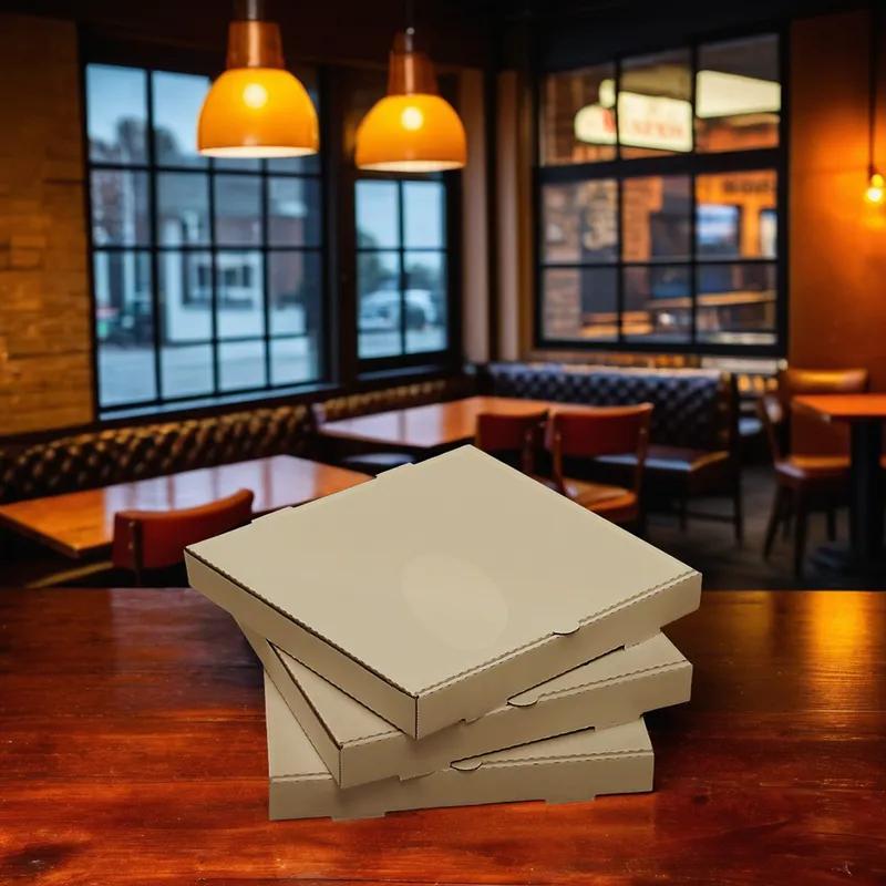 Pizza Box 10X10X1.63 IN Corrugated Cardboard Kraft/Kraft Plain B-Flute 50/Case