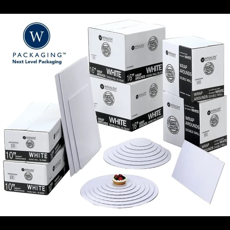 Cake Circle Wrap Around 12 IN White Round Double Wall 50/Case