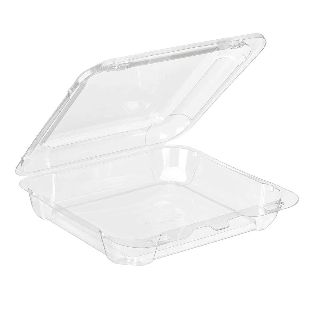 Essentials Loaf Cake Slice Container 73.4 OZ 8.38X7.94X2.56 IN RPET Clear Rectangle Full Shelf 160/Case