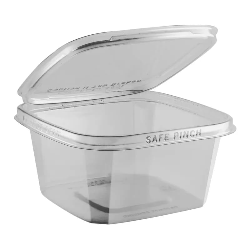 Deli Container Hinged 32 OZ Plastic Clear Square Tamper-Evident 300/Case