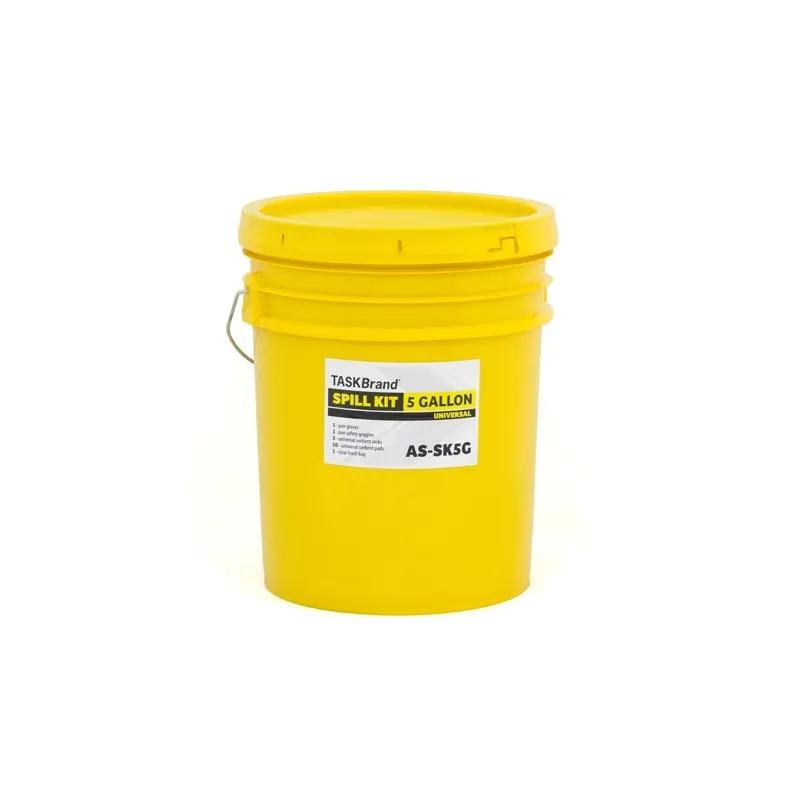 TaskBrand® Spill Kit Includes: 5 Gal Pail & Lid, 1 Pr Gloves, 1 Pr Goggles, 3 Socks, 10 Pads, 1 Clr Liner 1/Each