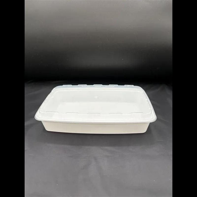 CuBEware Take-Out Container Base & Lid Combo 48 OZ Plastic White Rectangle 100/Case