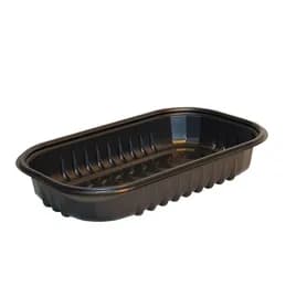 Take-Out Container Base 13X7.5X2.25 IN CPET Black Rectangle 150/Case