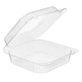 Essentials Salad Take-Out Container Hinged With Dome Lid 9X9X3 IN RPET Clear Square Bar Lock 200/Case