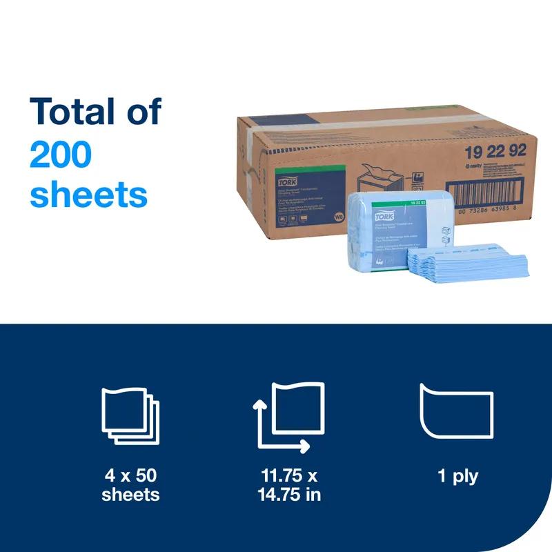 Tork Cleaning Towel 14.75X11.75 IN 7.35X6.27 IN Blue Multifold Z Refill Odor Resistant 50 Count/Pack