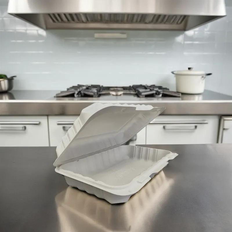 Victoria Bay Take-Out Container Hinged 9.25X6.5X2.25 IN MFPP Ivory Rectangle Microwave Safe Freezer Safe 150/Case