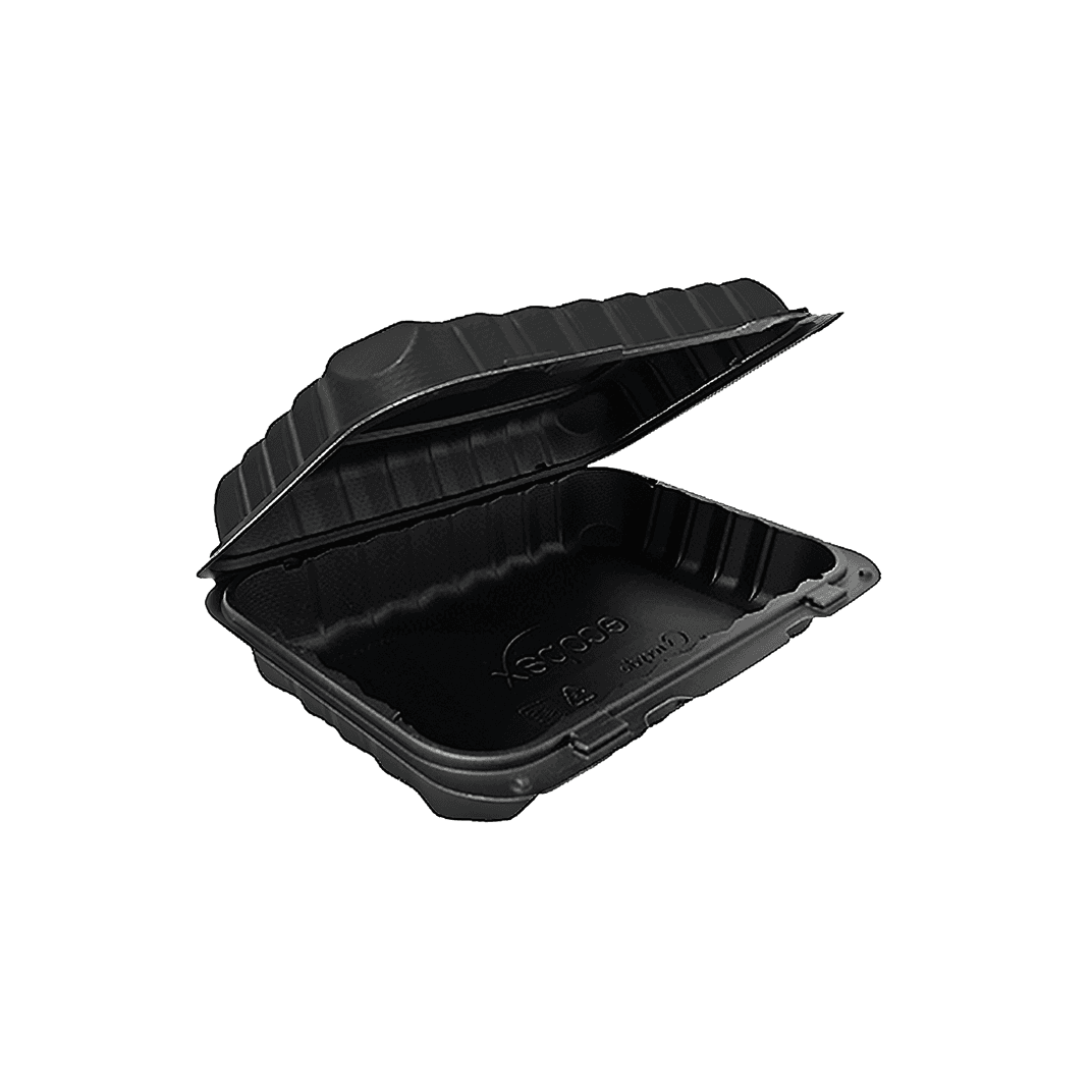 Victoria Bay Take-Out Container Hinged 9.25X6.5X2.25 IN MFPP Black Rectangle Freezer Safe Microwave Safe 150/Case