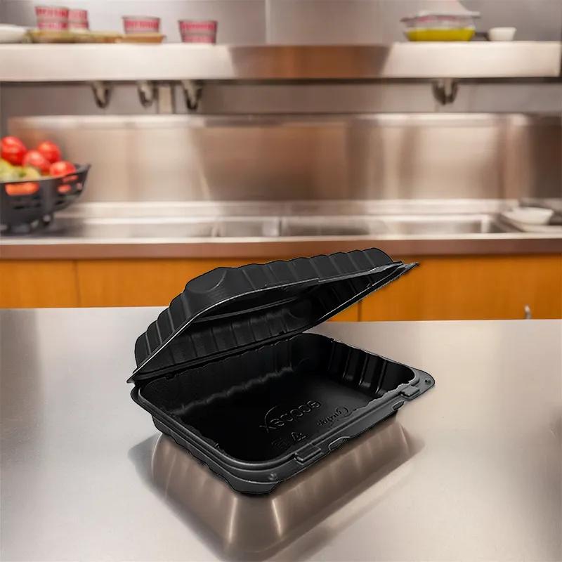 Victoria Bay Take-Out Container Hinged 9.25X6.5X2.25 IN MFPP Black Rectangle Freezer Safe Microwave Safe 150/Case